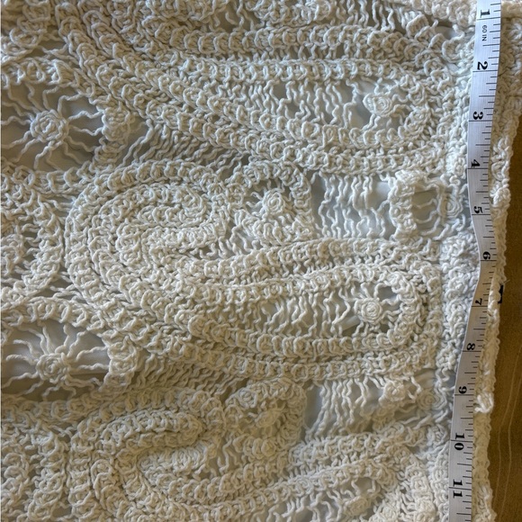 Crochet white boho chic asymmetrical midi skirt Elegant & Feminine (S/M) - Picture 8 of 10